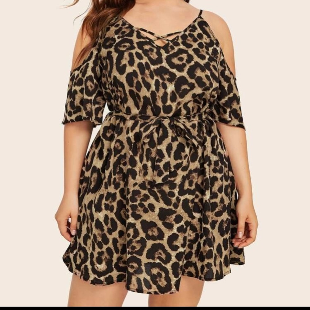 Cold Shoulder Belted Dress